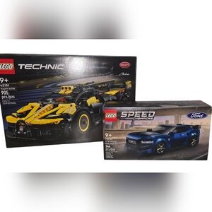 LEGO Technic Bugatti Yellow and LEGO Speed Champions Ford Blue Set